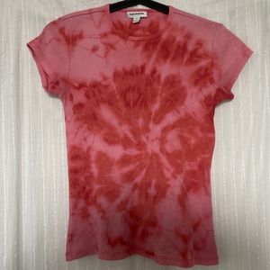 Bundle of 2 Frank & Oak baby tees olive and coral tie dye